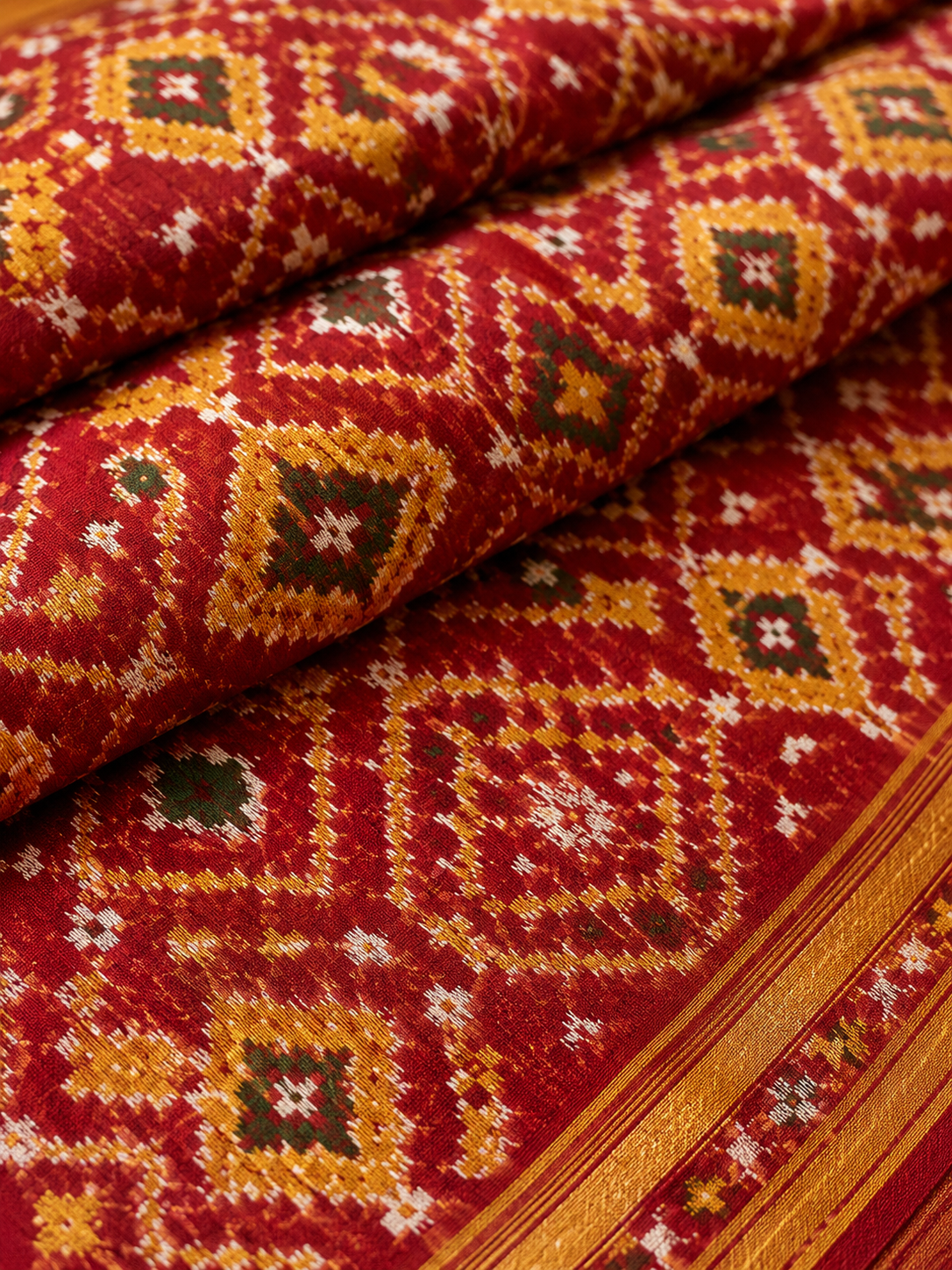 Patola double-ikat silk saree from Patan, Gujarat
