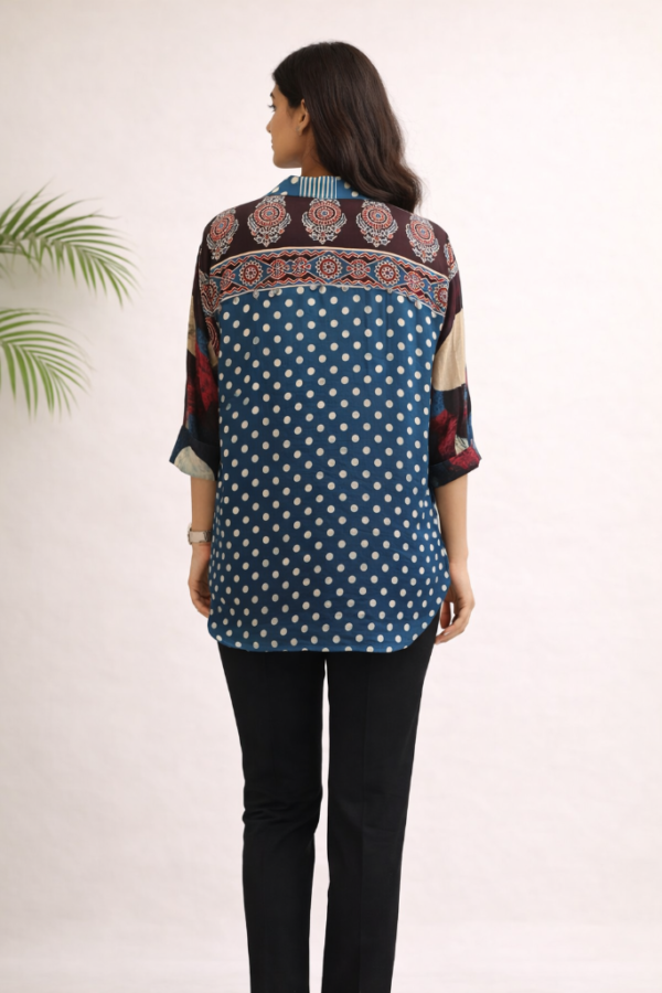 Ishita Modal Silk Ajrakh Handblock Top