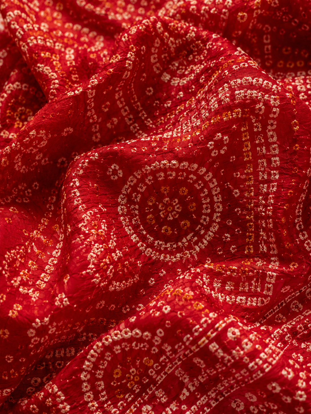 Bandhani tie-dye saree with dotted pattern