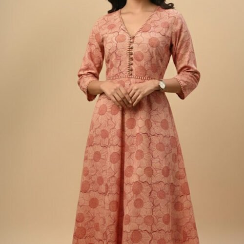 Sanaa Pure Cotton Handblocked Printed Dress
