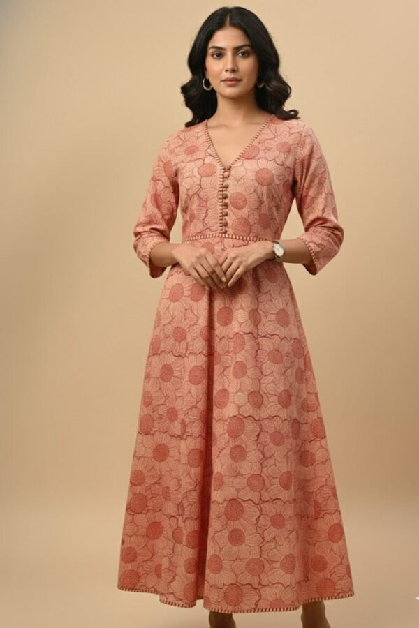 Sanaa Pure Cotton Handblocked Printed Dress