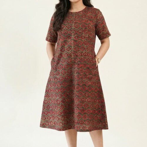 Rei Linen Ajrakh Printed Dress