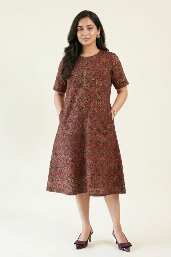 Rei Linen Ajrakh Printed Dress