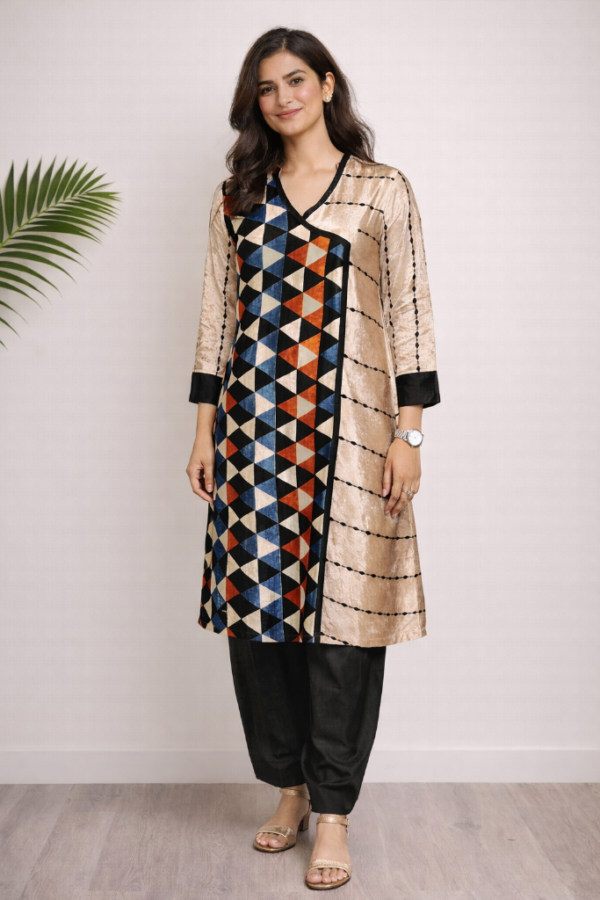 Falak Viscose Velvet Angrakha Kurta Set