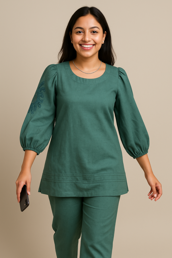 Cora Teal Cotton Poplin Co-ord Set