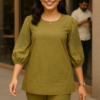 Cora Olive Cotton Poplin Co-ord Set