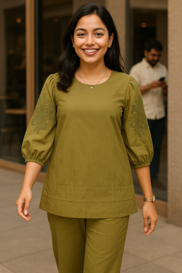 Cora Olive Cotton Poplin Co-ord Set