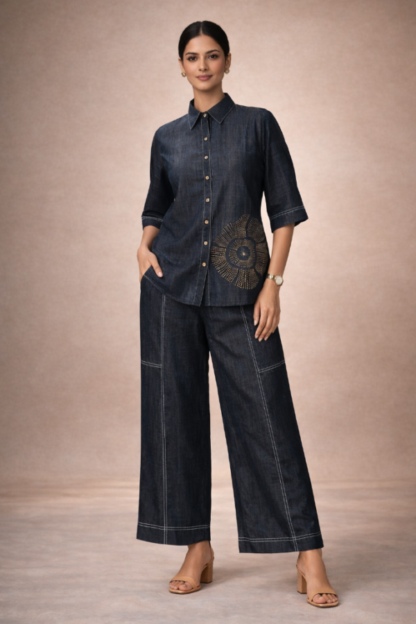Reena Denim Button-Down Co-ord Set