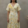 Gia Dori Cotton Linen Smocked Midi Dress