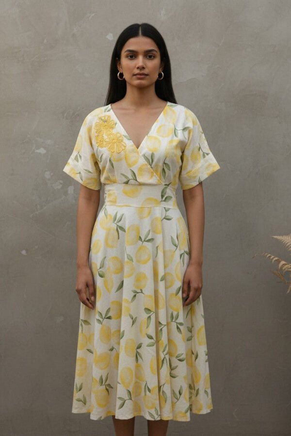 Gia Dori Cotton Linen Smocked Midi Dress