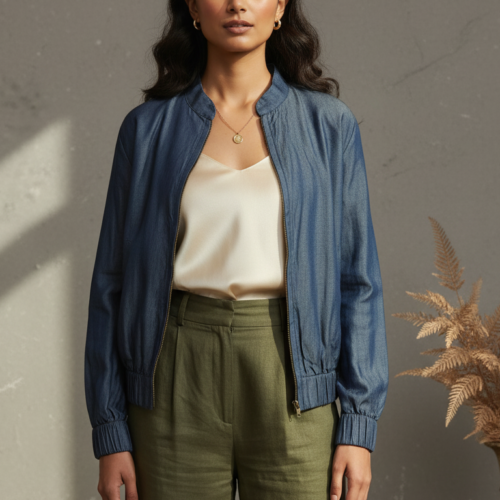 Zia Tencel Hand Embroidery Bomber Jacket II