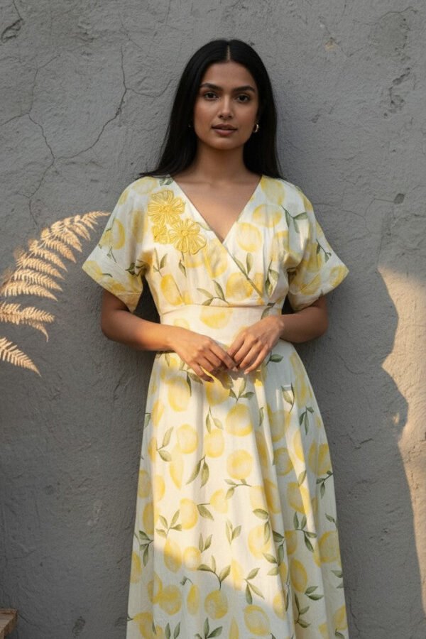 Gia Dori Cotton Linen Smocked Midi Dress