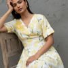 Gia Dori Cotton Linen Smocked Midi Dress