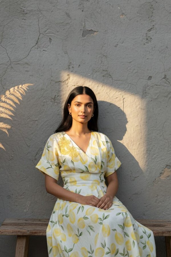 Gia Dori Cotton Linen Smocked Midi Dress