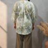 Pia Linen Leaf Print Shirt and Pants Set