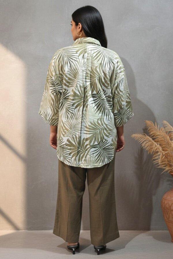 Pia Linen Leaf Print Shirt and Pants Set