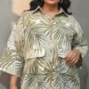 Pia Linen Leaf Print Shirt and Pants Set
