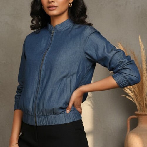 Zia Tencel Hand Embroidery Bomber Jacket I