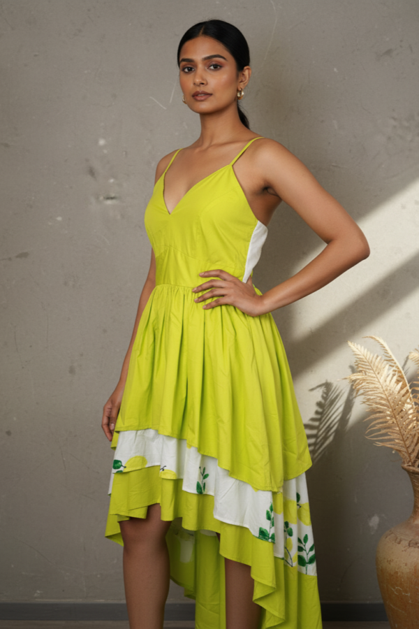 Disha Cotton Poplin Asymmetric Layered Dress