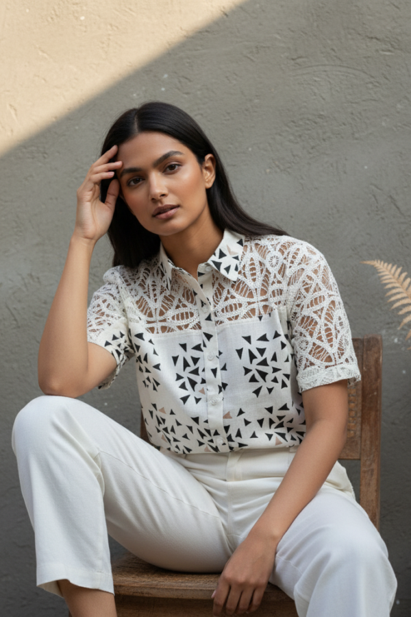 Amelia Cream Linen Lace Shirt