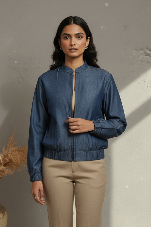 Zia Tencel Hand Embroidery Bomber Jacket I