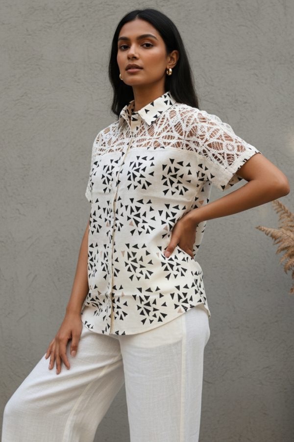 Amelia Cream Linen Lace Shirt