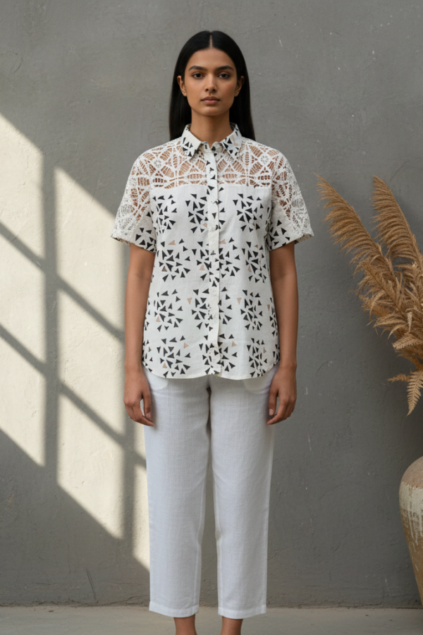 Amelia Cream Linen Lace Shirt