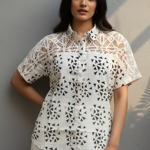 Amelia Cream Linen Lace Shirt