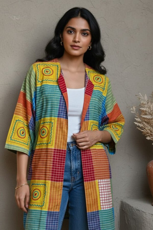 Alia Gamcha Kantha Kimono Jacket