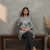 Eliana Linen Floral Top and Striped Pants Set