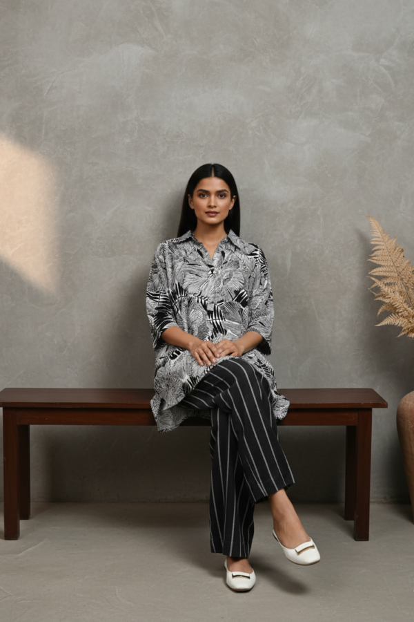 Eliana Linen Floral Top and Striped Pants Set