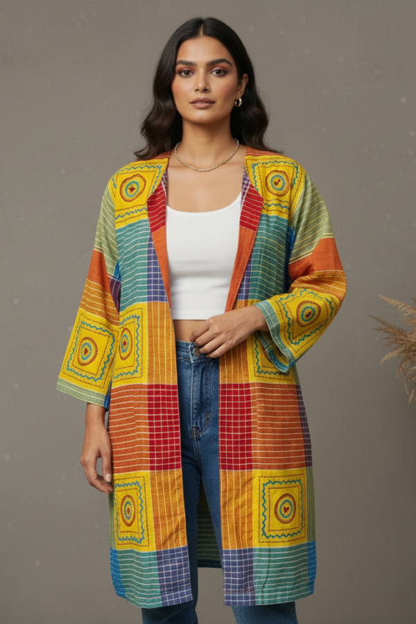 Alia Gamcha Kantha Kimono Jacket