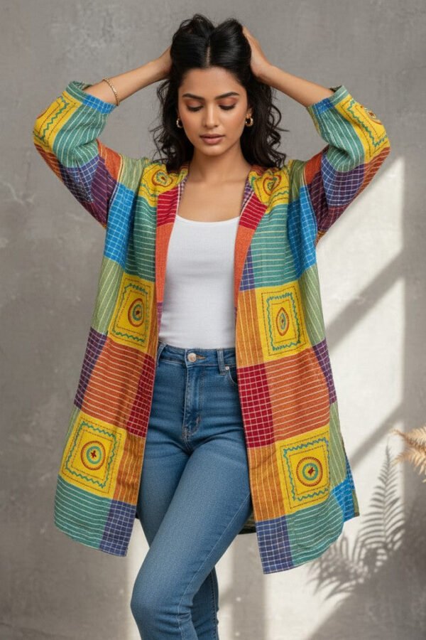 Alia Gamcha Kantha Kimono Jacket
