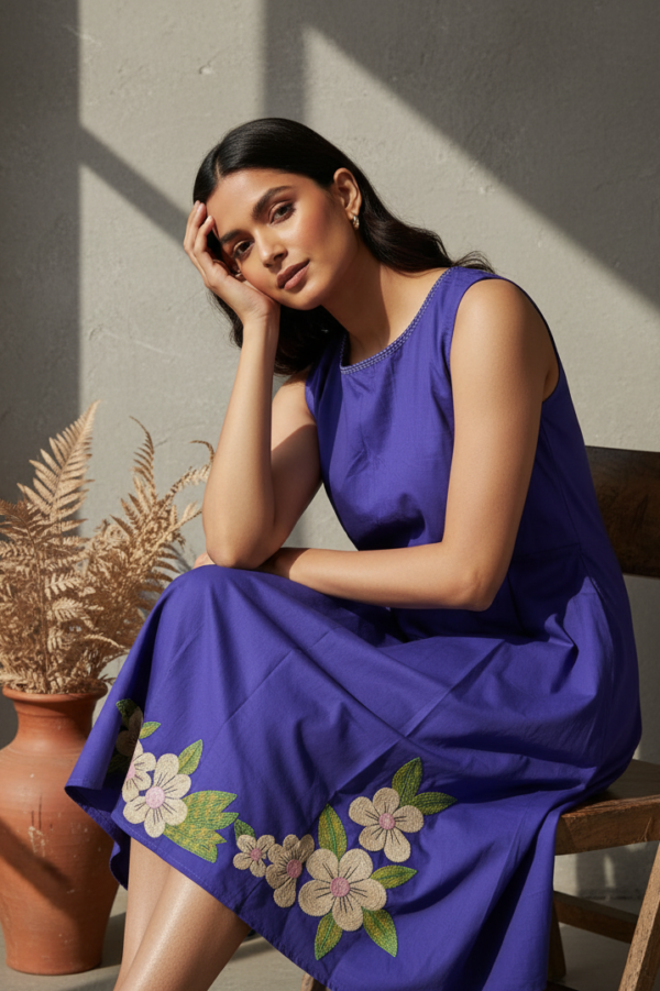 Sheena Cotton Poplin Applique Dress