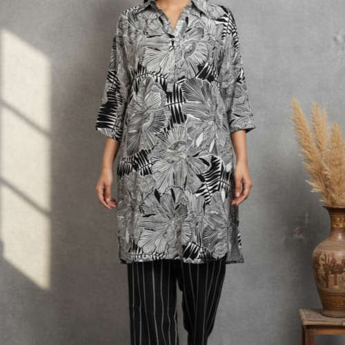 Eliana Linen Floral Top and Striped Pants Set