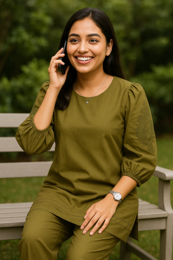 Cora Olive Cotton Poplin Co-ord Set