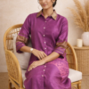 Kavya Modal Silk Shibori Shirt Dress – Purple