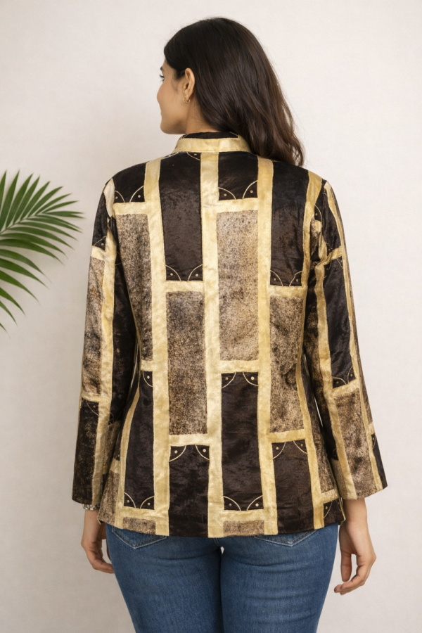 Kiara Velvet Ajrakh Zipper Jacket