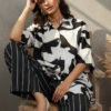 Hazel Linen Floral Top and Striped Pants Set