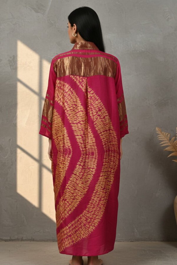 Kavya Modal Silk Shibori Shirt Dress