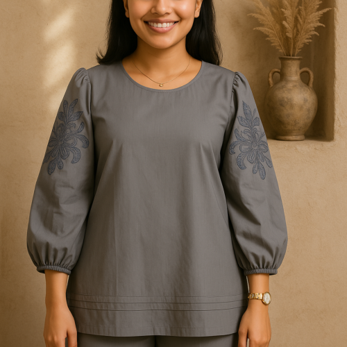 Cora Grey Cotton Poplin Co-ord Set