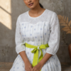 Devyani Mul Cotton Schiffli Pleated Dress
