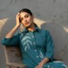 Saisha Slub Cotton Embroidered Dress