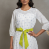 Devyani Mul Cotton Schiffli Pleated Dress