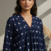 Kyra Double Ikkat Cotton V-Neck Dress