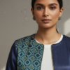 Keya Mashru Silk Ajrakh Zipper Jacket