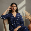 Kyra Double Ikkat Cotton V-Neck Dress