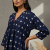 Kyra Double Ikkat Cotton V-Neck Dress