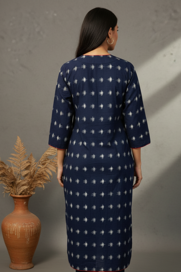 Kyra Double Ikkat Cotton V-Neck Dress