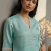 Anushka Turquoise Chanderi Silk Brocade Co-ord Set